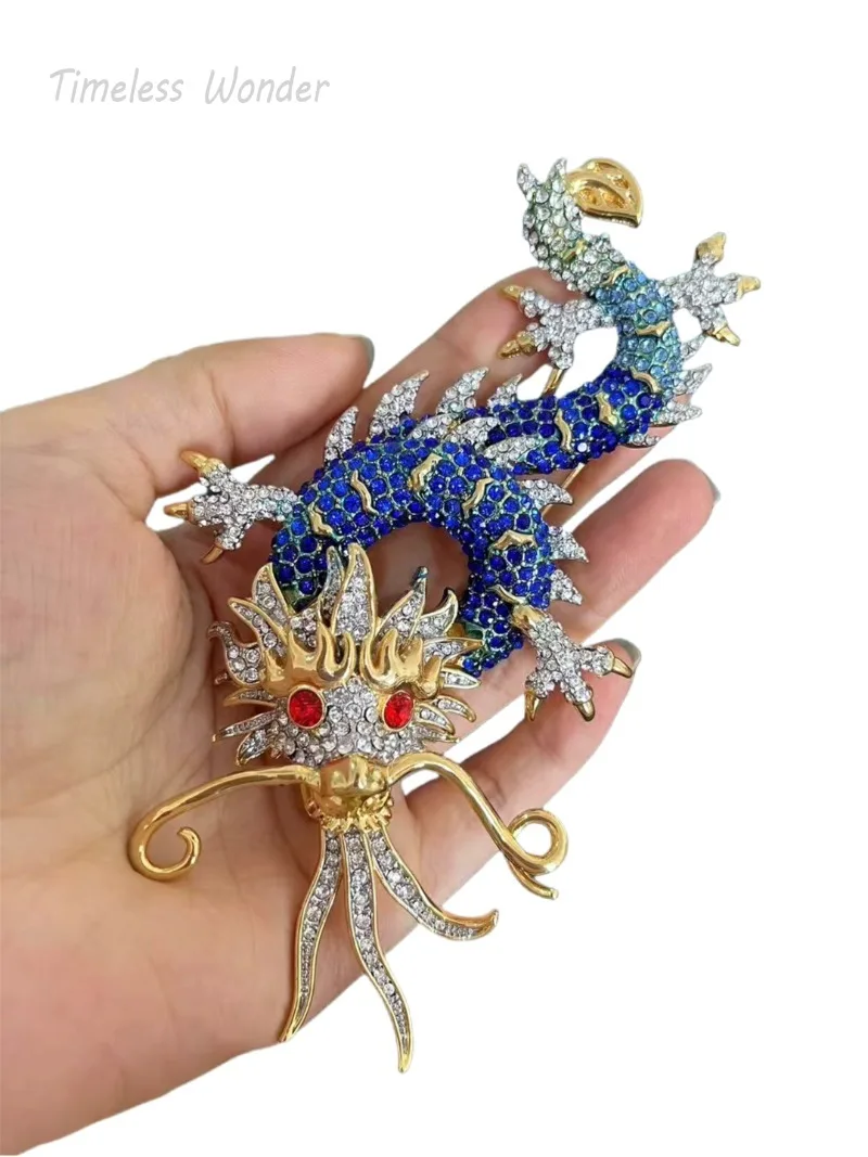 

Timeless Wonder Fancy Zircon Geo Dragon Brooch Pins for Women Designer Jewelry for Gown Runway Rare Luxury Gift Sweet Mix 5386