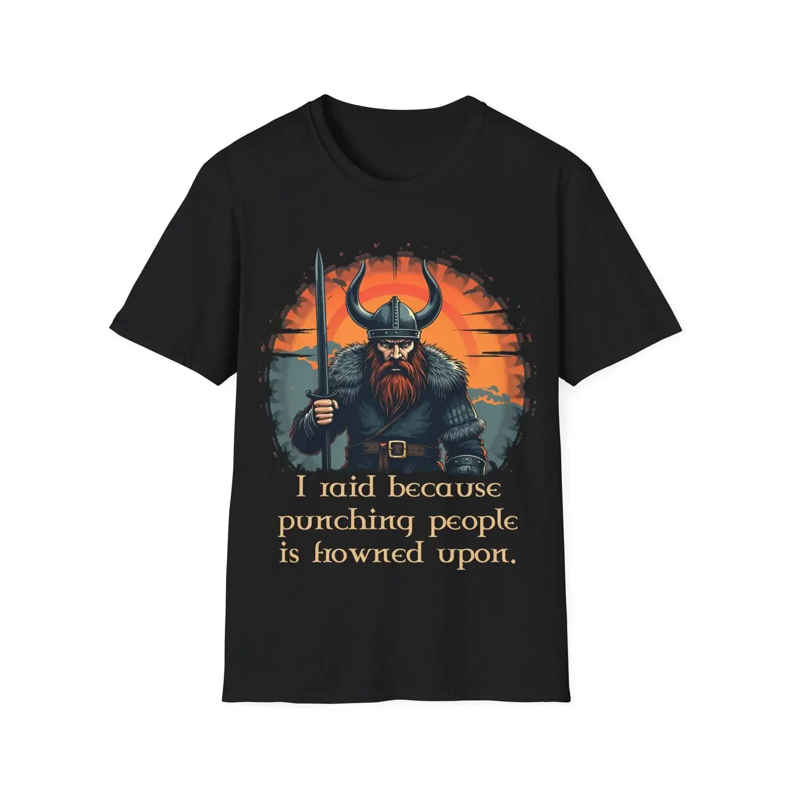 Funny Viking T Shirt I Raid Because Punching People is Frowned Upon vintage Washed Stretched designer clothes fashion Stylish