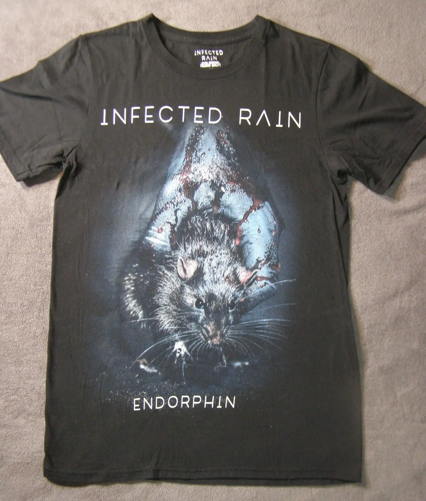 Infected Rain Endorphin Concert Tour T Shirt Cute Rat Black Size S long or short sleeves