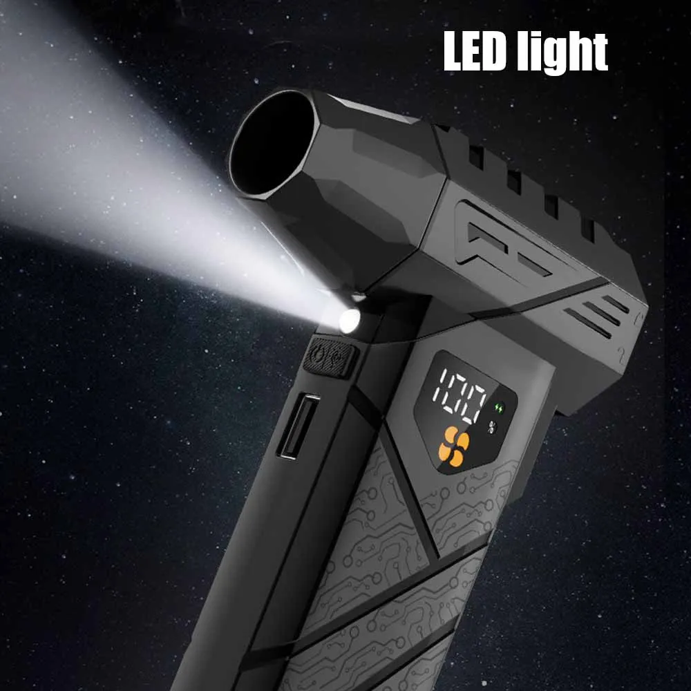 พัดลมเทอร์โบเจ็ท 10000mAh ปรับความเร็วได้ 4 ระดับ พัดลมเทอร์โบเจ็ทแรงดันสูง 300000 รอบต่อนาที พัดลมเป่าลมแรง 60 เมตร/วินาที พัดลมเทอร์โบไร้แปรงถ่าน กำจัดฝุ่น