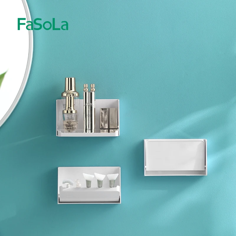 FaSoLa Floating Shelf For Wall Foldable Bathroom Organizer Shelf Wall Mount Shelf For Phone Remote Adhesive Folding Shelf