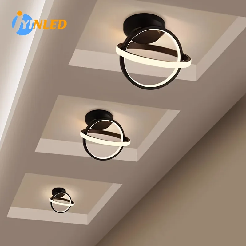 

Nodic Dual Circular Design Ceiling Lights Modern Color Temperature Adjustable Ceiling Lamps Living Room Bedroom Balcony Corridor