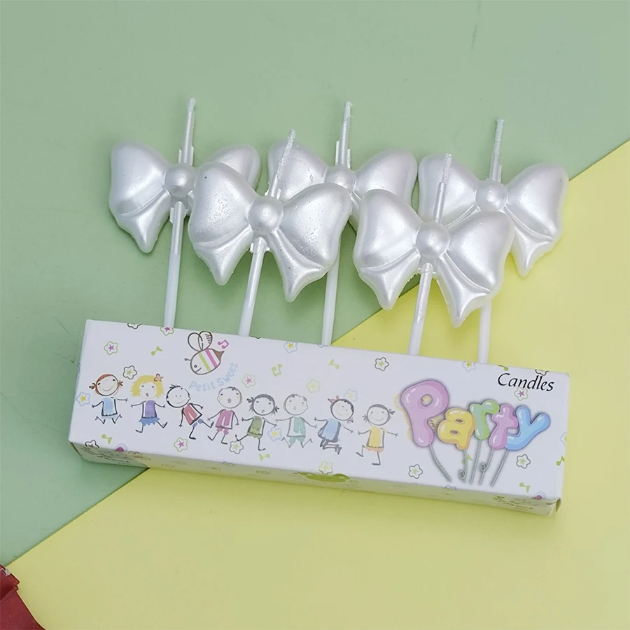 Schleife Alles Gute zum Geburtstag Kuchen Kerze Rosa Silber Niedliche kreative Prinzessin Party Kuchen Dekoration Mädchen Geburtstagsdekoration – Detail 5