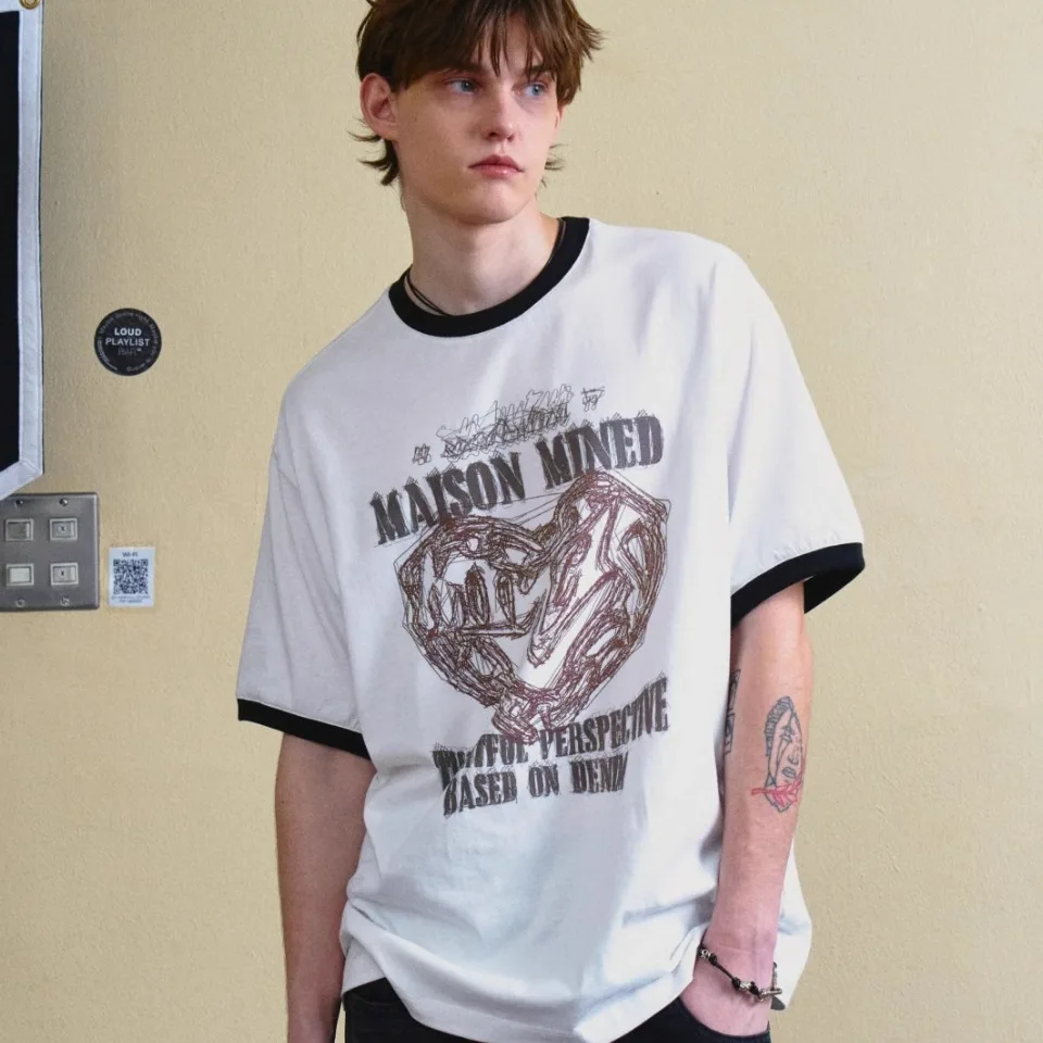 

Свободная футболка ort Sve MA * SON Pure Original 25, новый универсальный повседневный женский летний топ с переплетом