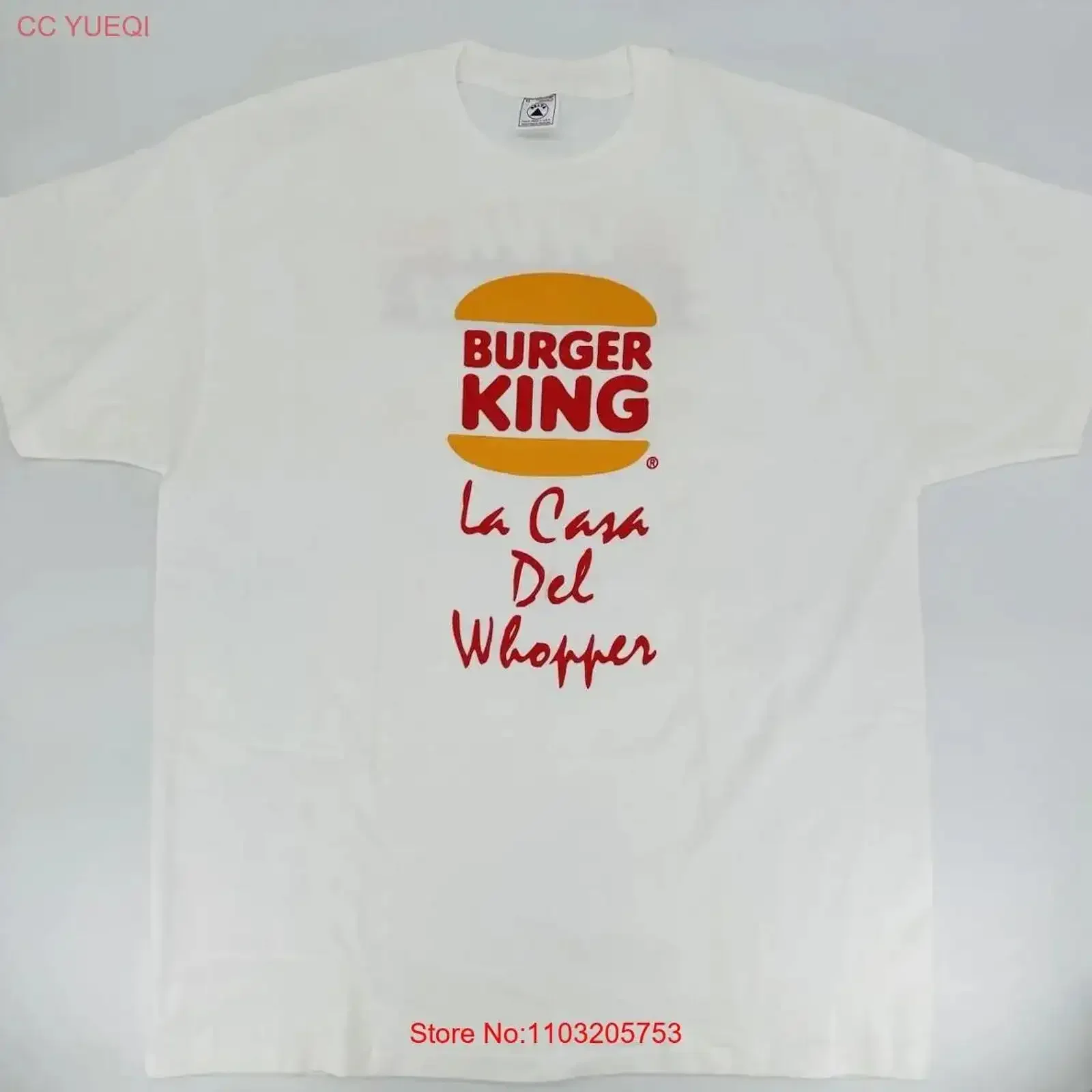 Vintage 90s Burger King La Casa Del Whopper Viva Raza camiseta española talla XL lavado ropa de calle versátil estirada vintage