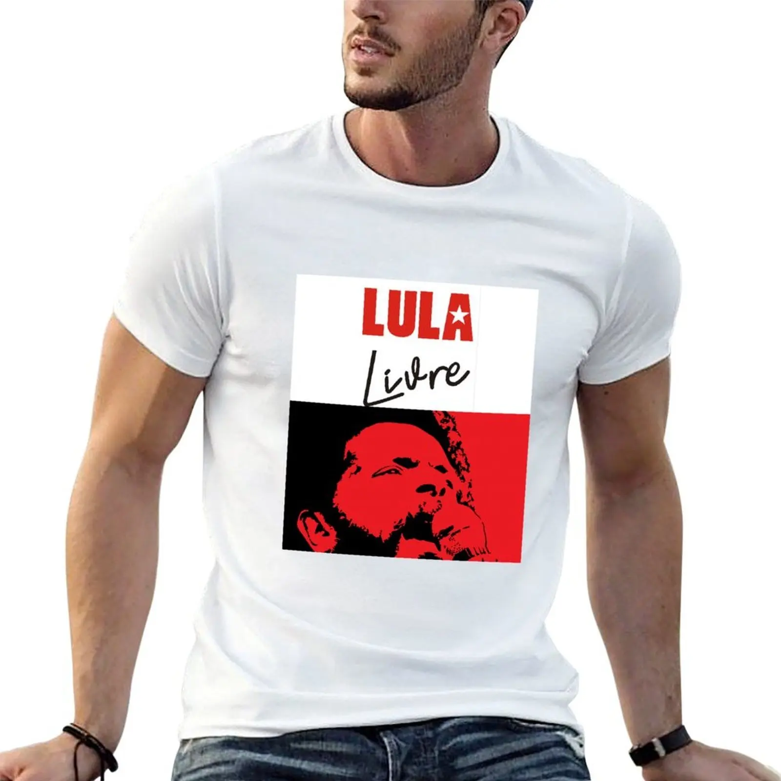 Lula livre lula 2018 camiseta para homem gráfico vintage anime t camisas de grandes dimensões para homem algodão engraçado camiseta