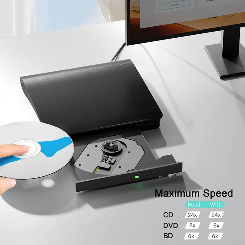 Unità Blu ray esterna Lettore USB 3.0 portatile BD/CD/DVD per PC portatile Supporta masterizzatore CD per lettura DVD 50G per Windows Mac OS