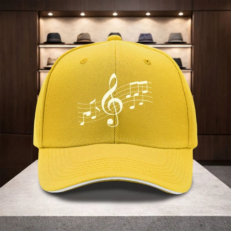 Musical Note Pattern Baseball Cap Unisex Adjustable Casual Hat for Golf Everyday Wear All Seasons Multiple Colors