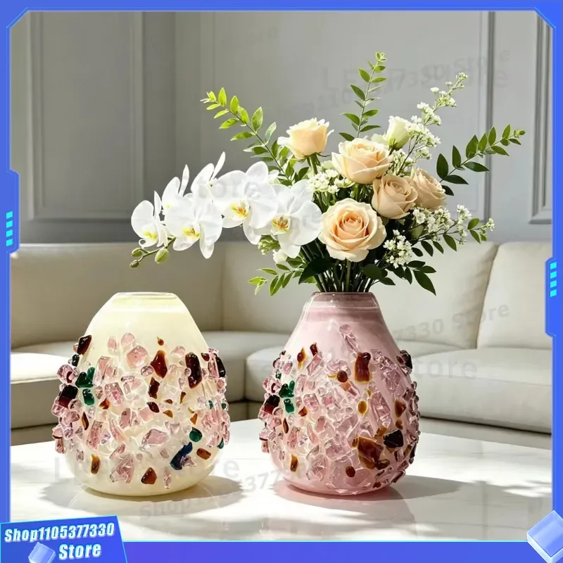 Luxury Glazed Ceramic Vase Heavy Industry Style Personalized Home Decor Premium Desktop Ornament for Hotel Model Room