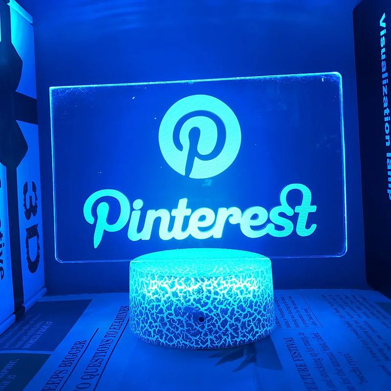 Pinterest Logo Night Light Customize Logo Acrylic Stands Led Lamp For Bedroom Room Decor Birthday Gift