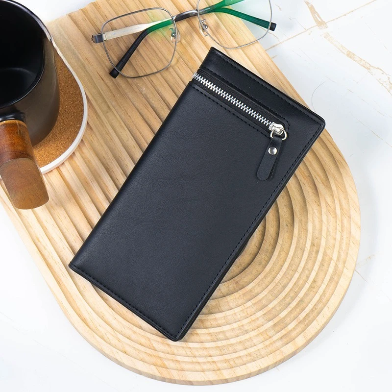 Men's Wallet Long, Large Capacity, Multifunctional Card Bag, ID Bag, Zipper Fashion Business Suit Bag