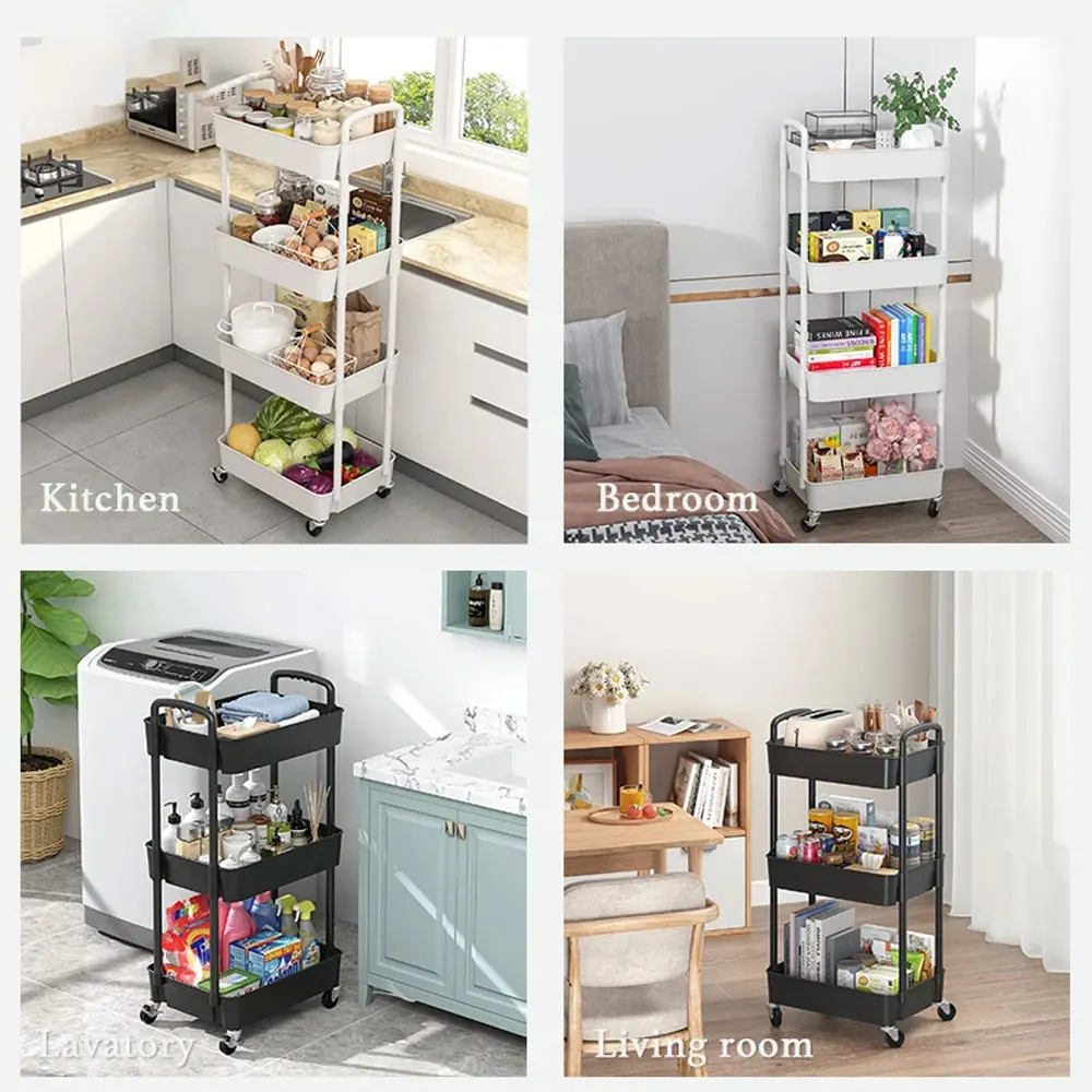 Bookshelf Storage Trolley Mobile Kitchen Organizer Cart With Wheels Multi-Layer Bathroom Shelves Household Snacks Storage Rack