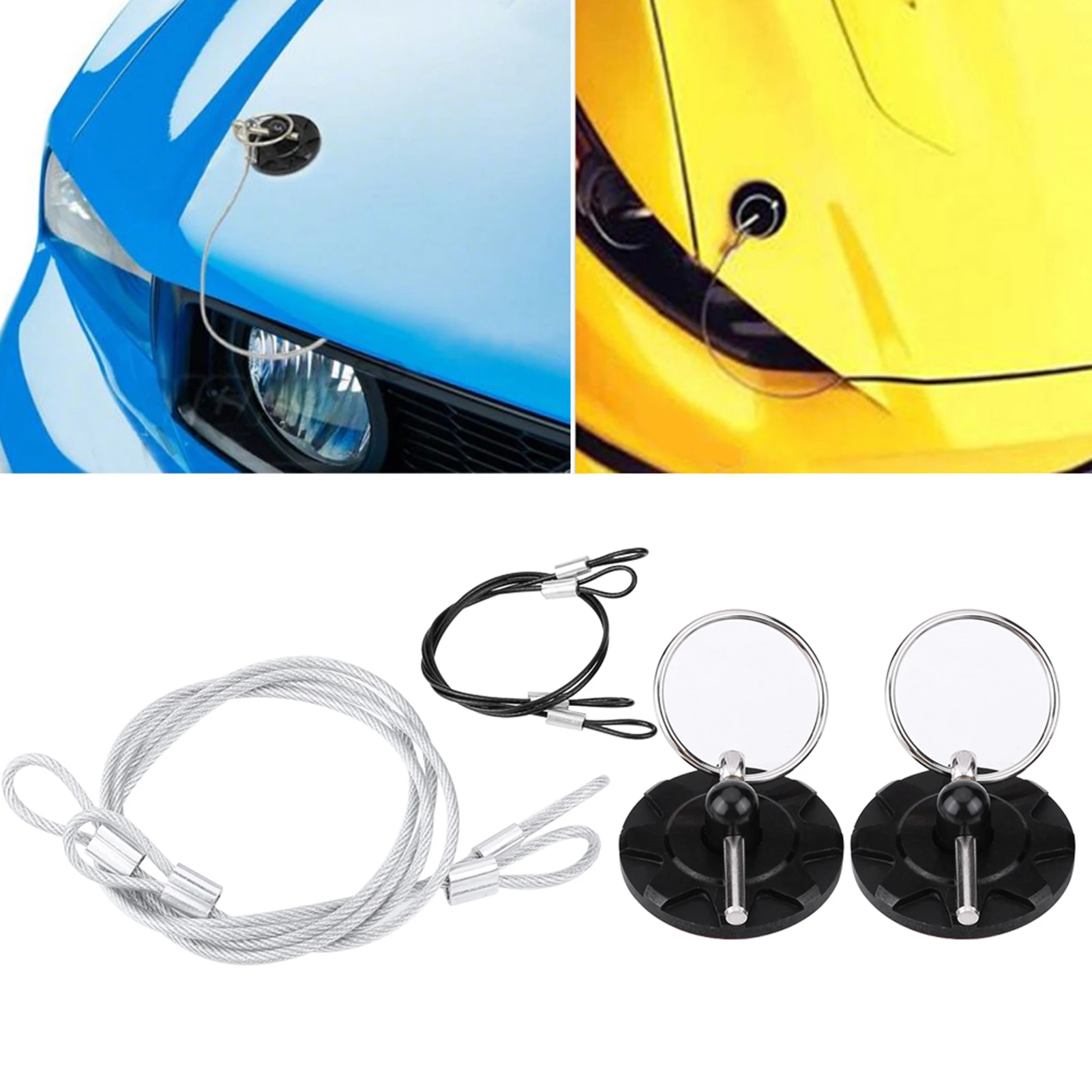 2pcs Universal CNC Billet Aluminum Racing Bonnet Hood Pin Latch Lock Appearance Kit