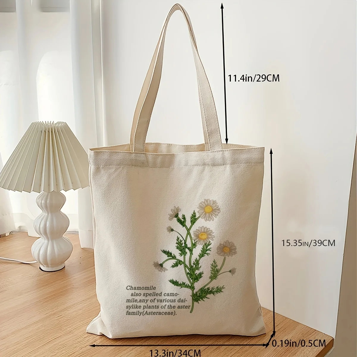 Floral Pattern Canvas Tote Bag, Simple Shoulder Bag for School Versatile Shopping Bag, Large Capacity Shopping Bag