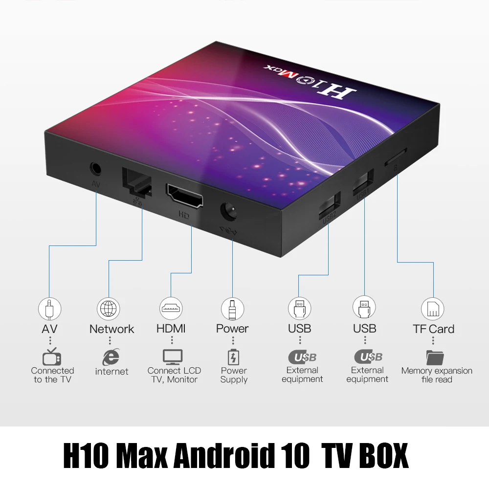 6K TV Box H10 MAX أندرويد 10 Tvbox H616 رباعية النواة 4GB 32GB 64GB 2.4G 5G واي فاي BT4.0 USB3.0 دعم 6K * 4K H.265 الذكية ميديا بلاير