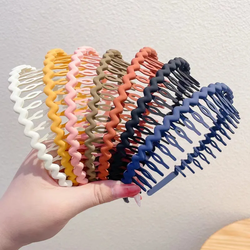 3Pcs Fashion Wave Headbands for Women Solid Color Toothed Non-slip Hair Bands Girl Face Wash Sports Hairbands Hair Accessories image 4