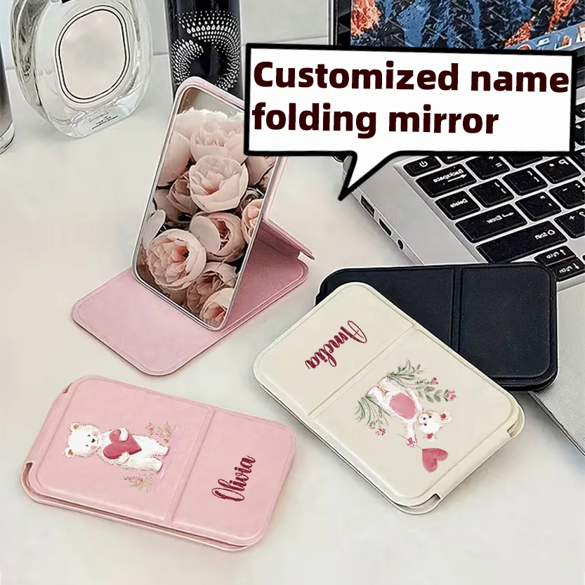 Customized Portable Mirror 360-degree rotation fold Men's shaving special folding mirror Qixi gift simple high sense flip mirror