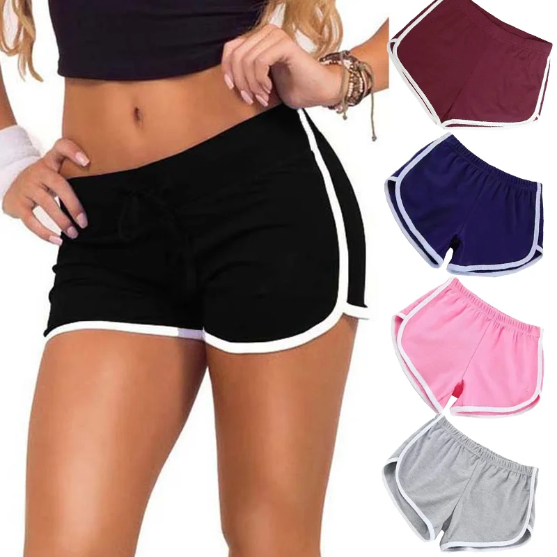 Women Casual Shorts Patchwork Fitness Workout Summer Shorts Female Elastic Skinny Slim Beach Short