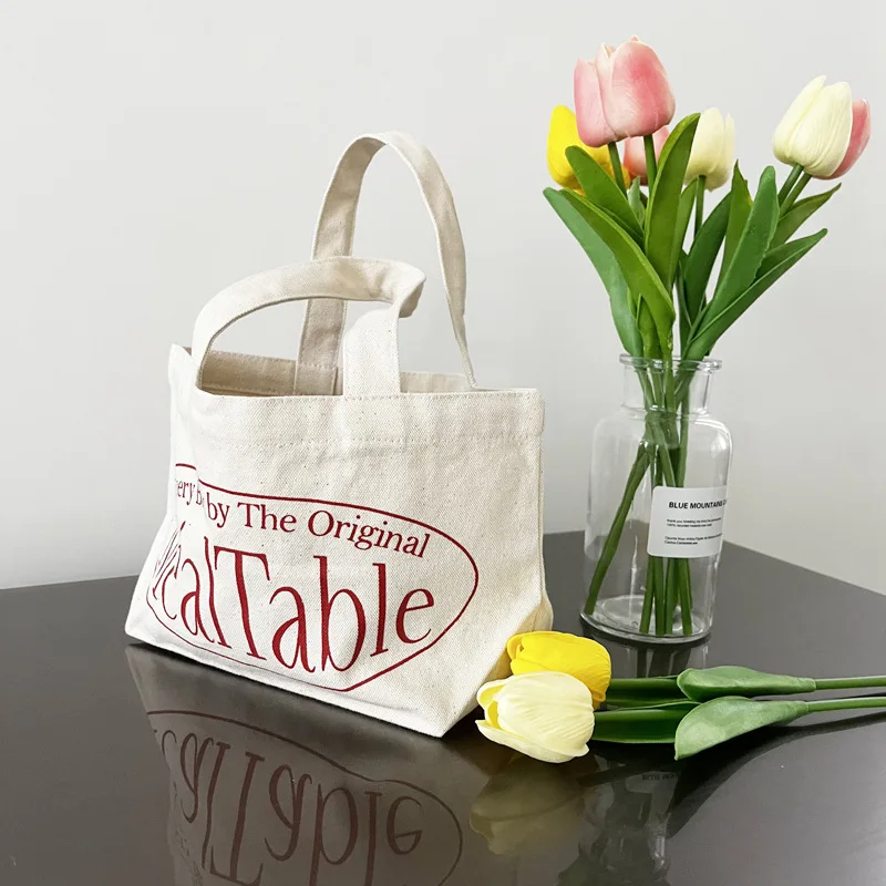 

Customizable Portable Canvas Bag Retro Red Printed Letter Bag Versatile Mini Shoulder Bag Personalized Storage Bag Cosmetic Bag