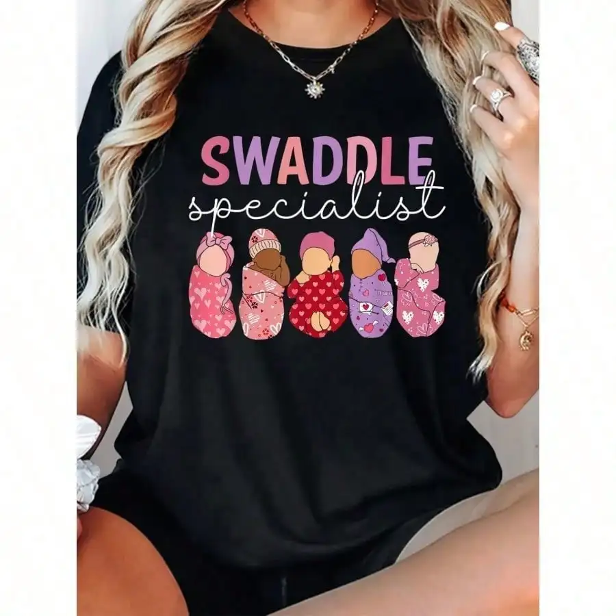 

Специалистная пеленальная футболка NICU для мамы и медсестры на день Святого Валентина, женская и мужская футболка с графическим принтом, женская модная футболка в стиле хип-хоп