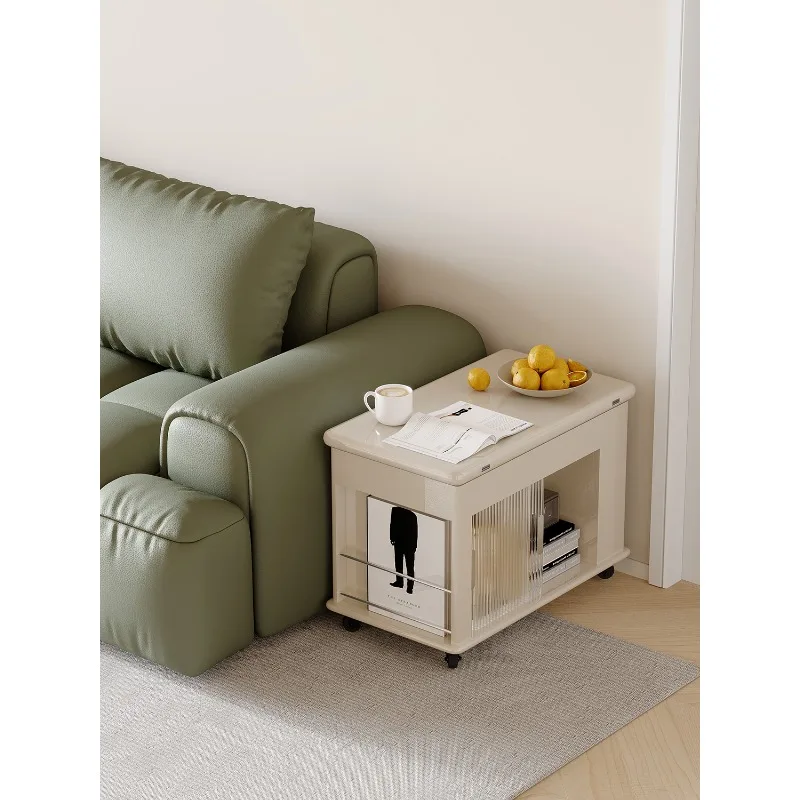 

Мобильный журнальный столик, складной подъемный диван для маленькой квартиры, гостиной, боковой балкон, выдвижной столик, французская кремовая тележка с ветром