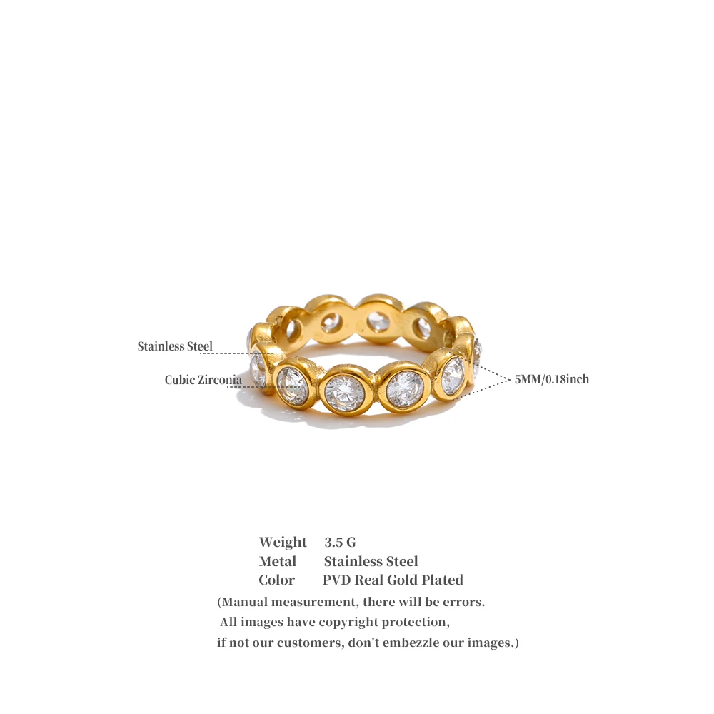 Yhpup Größe 678 Edelstahl-Ring mit kubischem Zirkonia, rund, hochwertig, für den Alltag, modisch, Premium-Schmuckzubehör für Damen – Detail 1