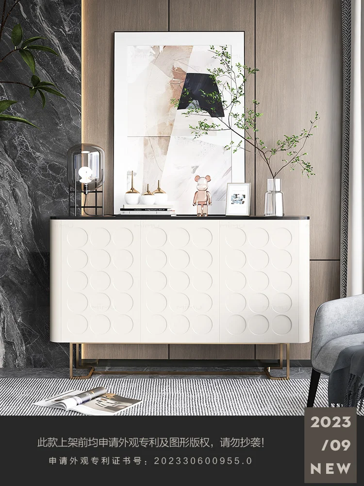 

Light luxury multi-household entrance integrated against the wall modern simple rock slab solid wood side cabinet