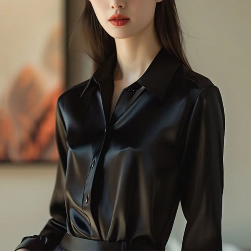 เสื้อแบรนด์ดัง ปี 2025 เสื้อแขนยาวผู้หญิง แบรนด์ใหม่ สไตล์มืออาชีพ เรียบหรู ดูดี