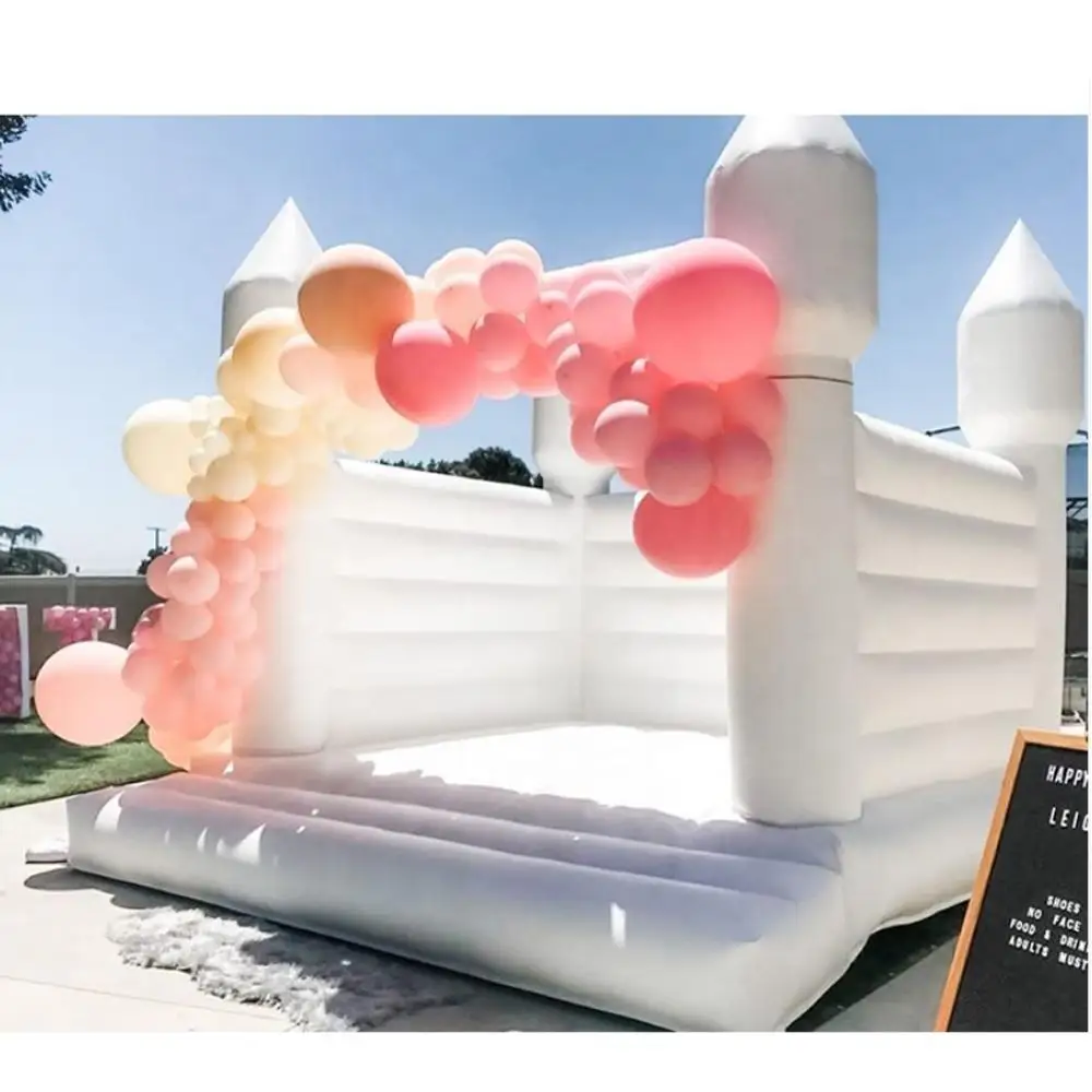 Buttafuori da matrimonio bianco che salta castello gonfiabile gonfiabile per interni ed esterni casa di rimbalzo commerciale per bambini per la festa 15x15ft