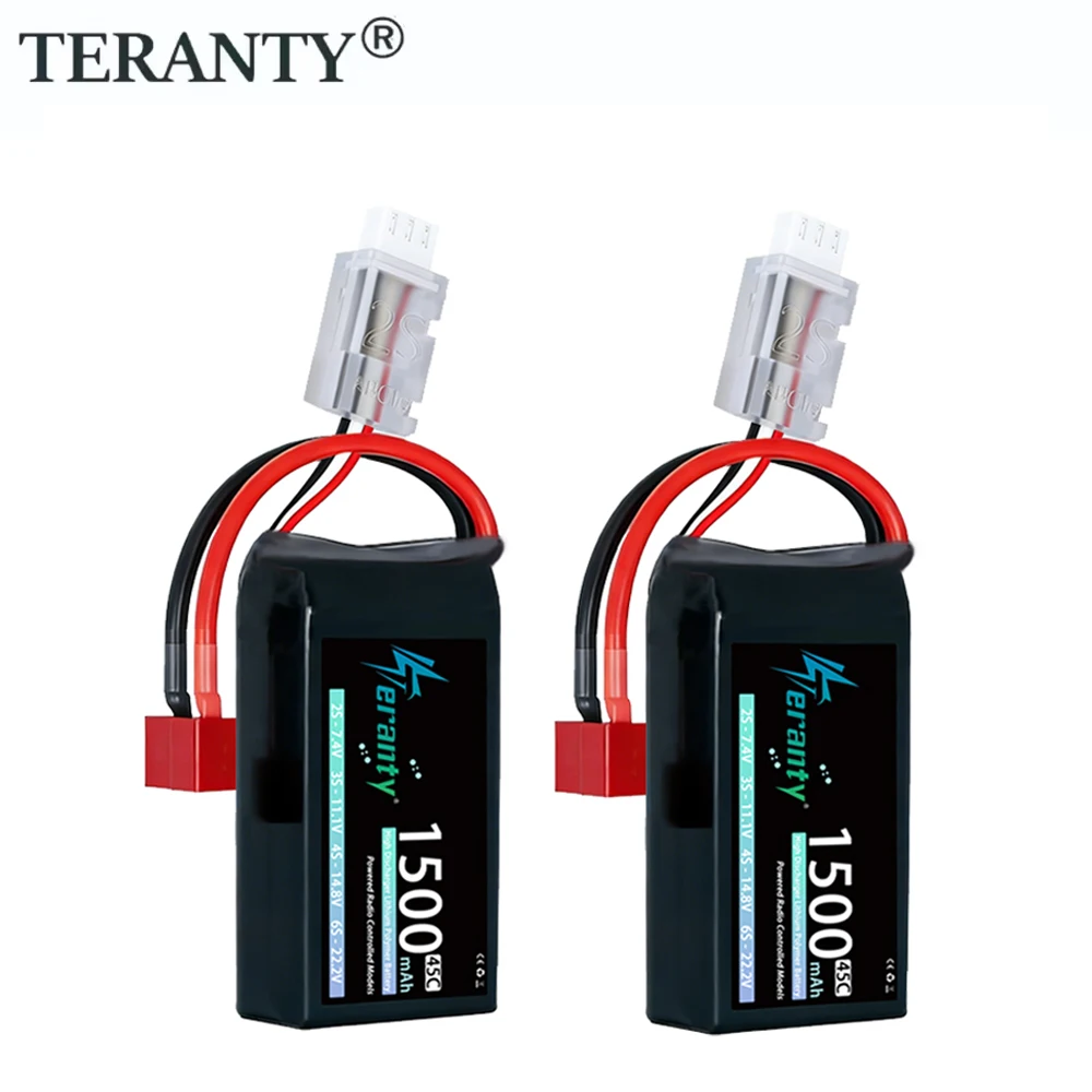 2 Stück TERANTY 2S Lipo Akku 7,4V 1500mAh 45C Mit T XT30 XT60 JST für RC Auto Boot Quadcopter Hubschrauber Drohne LKW Flugzeug