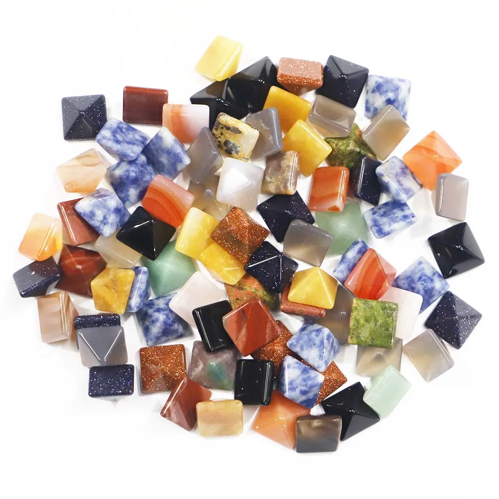 Natural Stone Pyramid Ornaments Aventurine Chakra Sandstone Fashion Reiki Charms Home Statue Gemstone Collection Wholesale 30Pcs