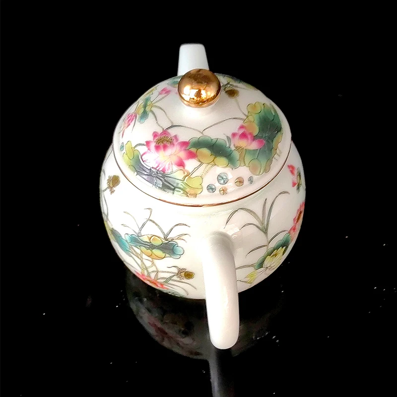 Chinese Jingdezhen Vintage Porcelain Teapot with Strainer, Teapot with Strainer, Ceremony for Te Guan Yin, Oolong Green Tea