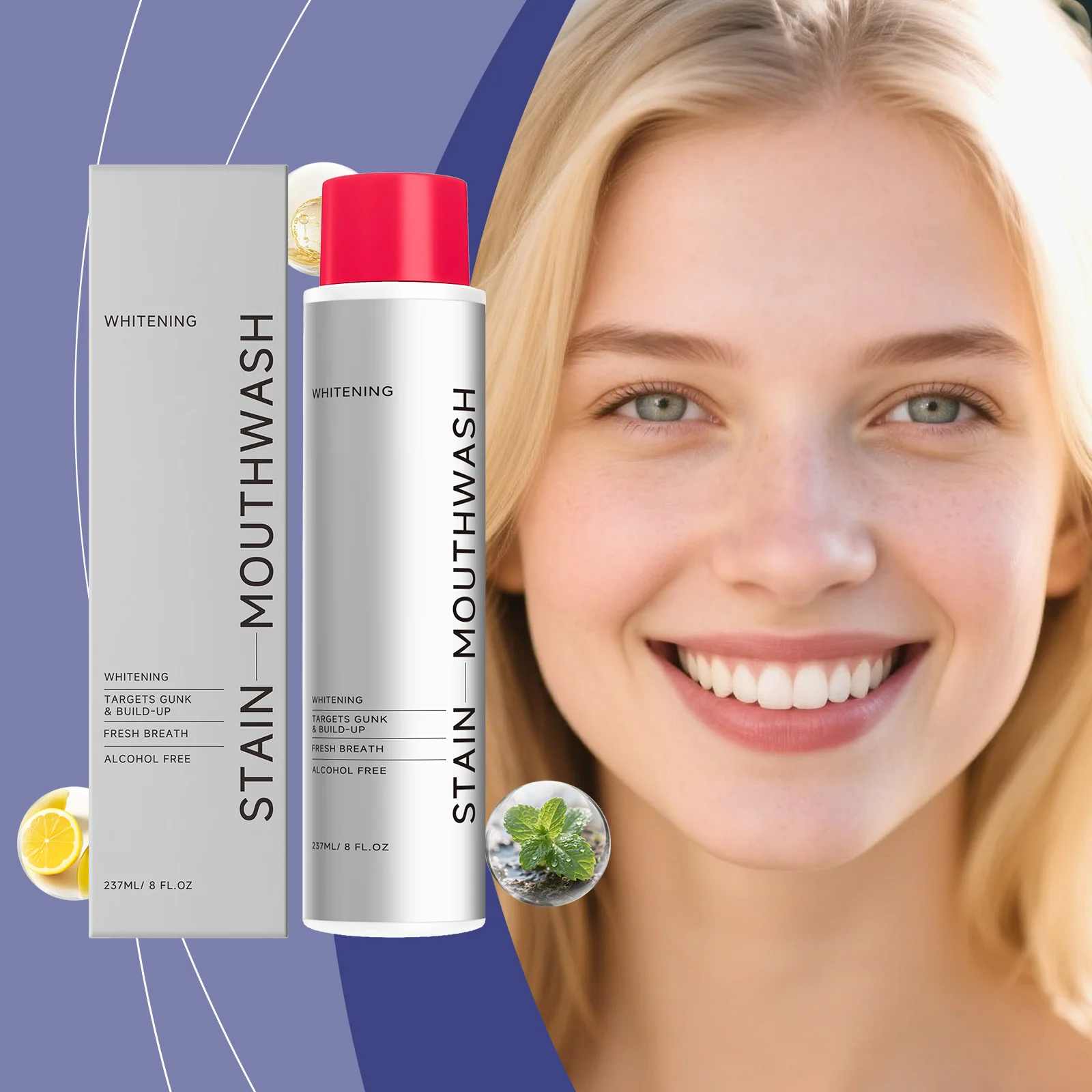 

Ополаскиватель для рта: нежное очищение, освежающий эффект, стойкий аромат, устранение неприятного запаха изо рта, портативный, для ежедневного использования.