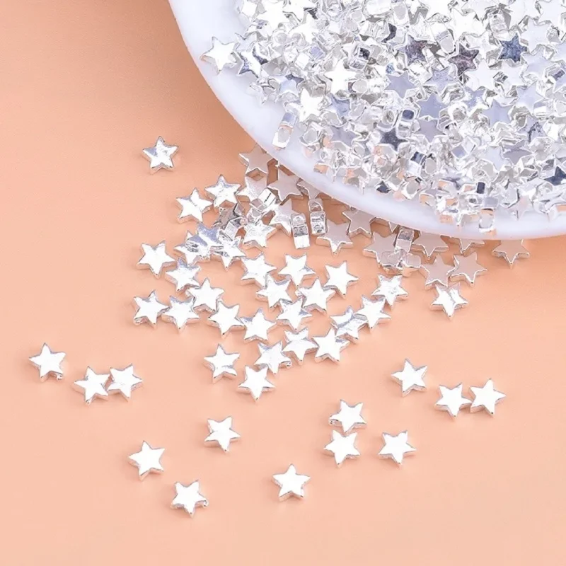 10PCS 925 sterling silver Little Star beads Handmade diy material ring bracelet necklace jewelry accessories for women