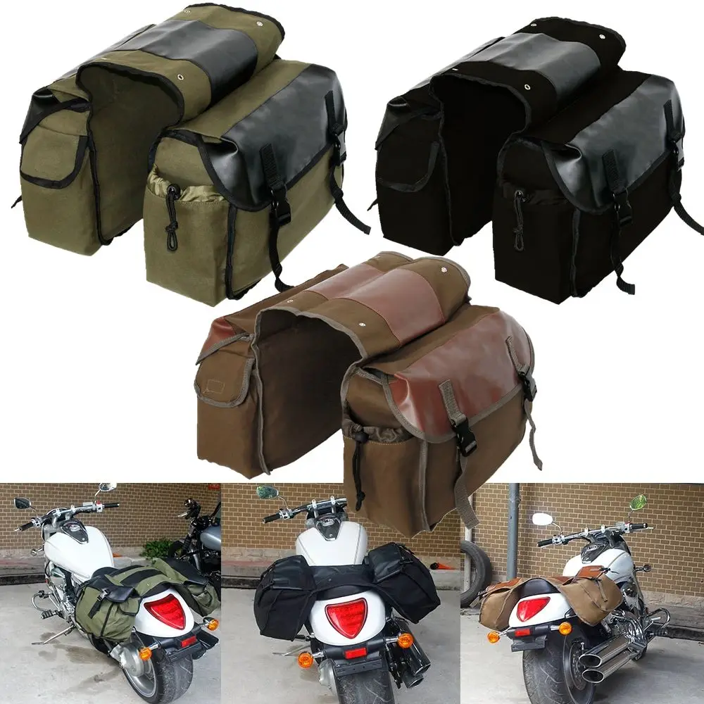 キャンバスレザーリアサドルバッグ、オートバイテールサイドラゲッジツール収納バッグ、スズキブルバードM109R、VZR1800、M90、M50、C90、C50用