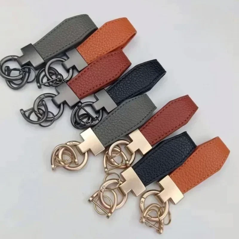 

Laser Engrave Metal Car Keyring Vintage Custom Blank Logo Key Chain PU Leather Personalize Ring for Men and Women Keychain Gift