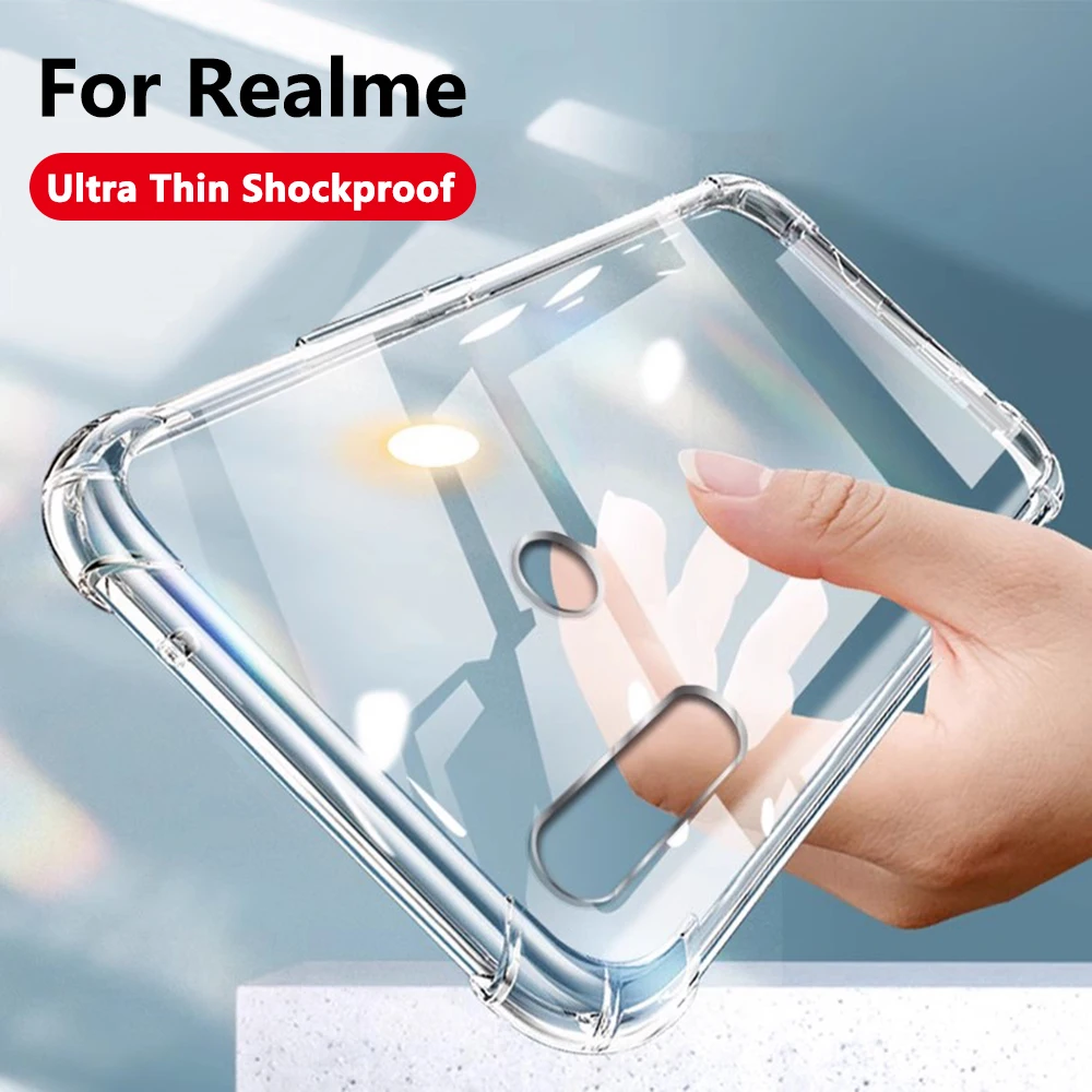 Luxury Transparent Case For Realme 10 9 8 7 6 5 Pro Plus GT NEO 2 3 Xt X2 X3 C30 C35 Q2 Q3S Q5 4G 5G Silicone Protective Cover