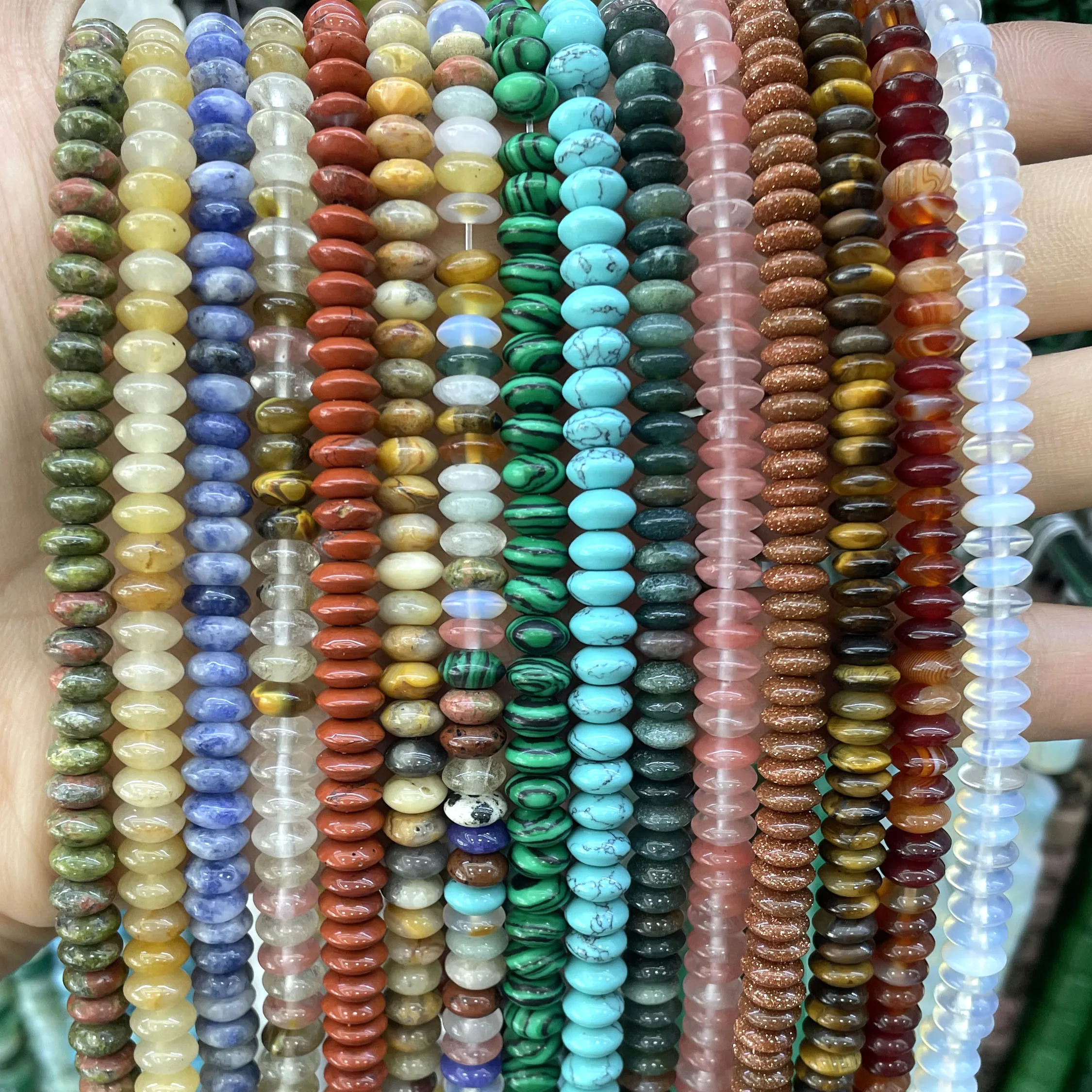 3X6MM Naturstein Rondelle Quarz Achat Türkis Runde Zwischenperlen für Schmuckherstellung DIY Armband Halskette Zubehör – Detail 1