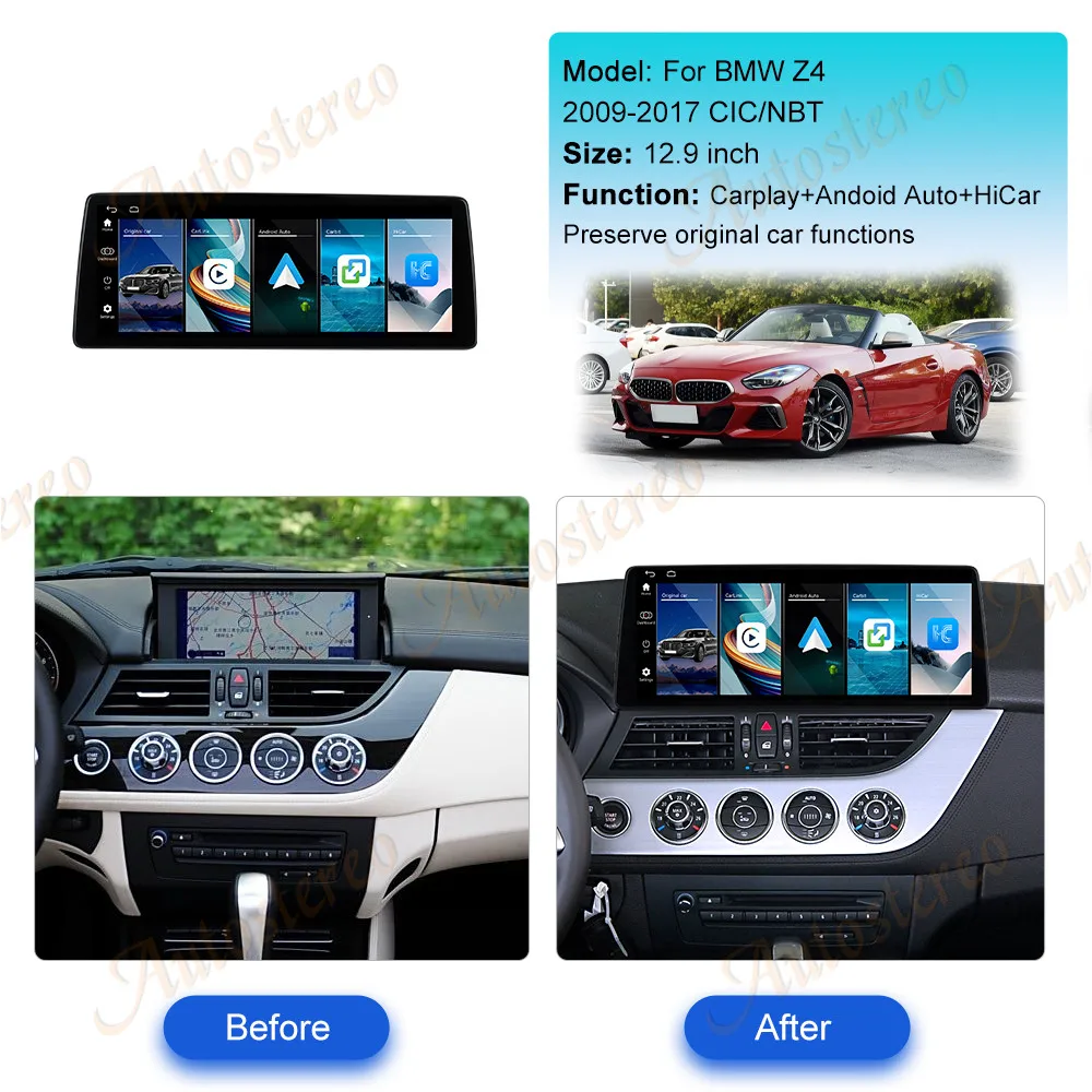 Linux Carplay 12.9 inch Touch Screen For BMW Z4 2009-2017 NBT/CIC Car GPS Navigation Device Wireless Carplay Android Auto