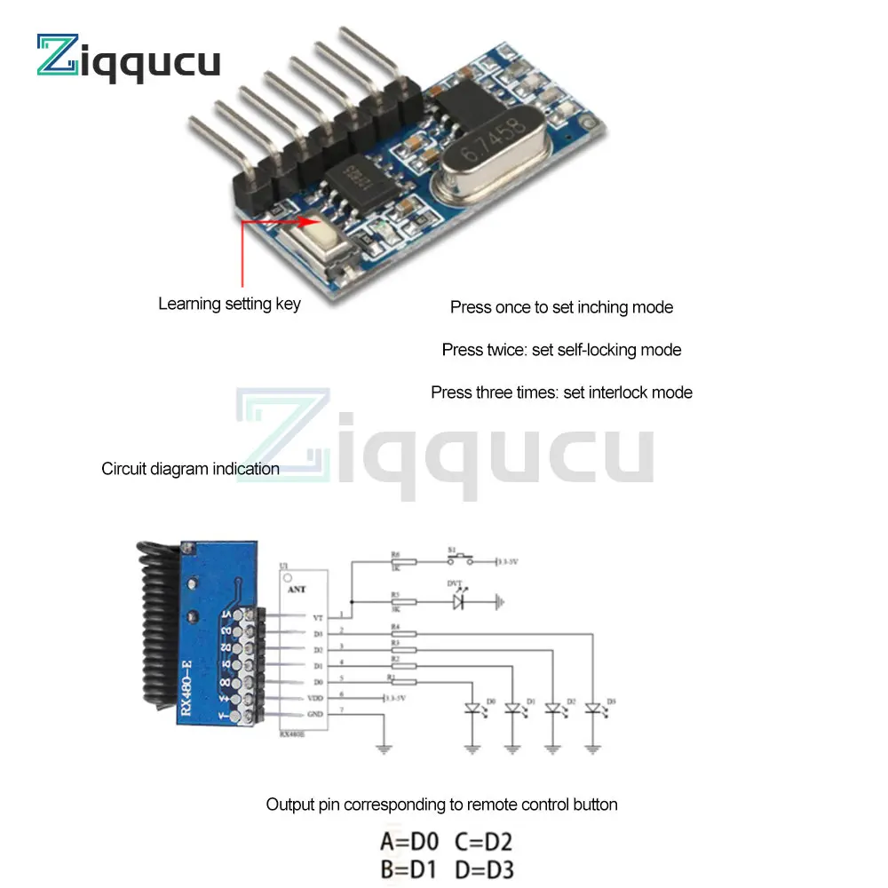 3PCS Hot 433mhz Wireless ricevitore RF a 4 canali 1527 modulo decodificatore codice di apprendimento per telecomando