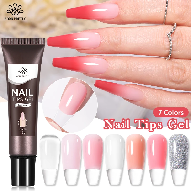 BORN PRETTY 15g Nail Tips Gel Nude Clear Transparent Nail Gel Soak Off UV LED Nail Art Gel Varnish Function Gel Nail Extension