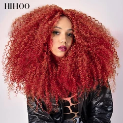 Curly Lace Front Wigs for Black Women Short Hair Pre Plucked With Babyhair Natural Looking Synthetic Kinky Afro Cosplay Wig Red