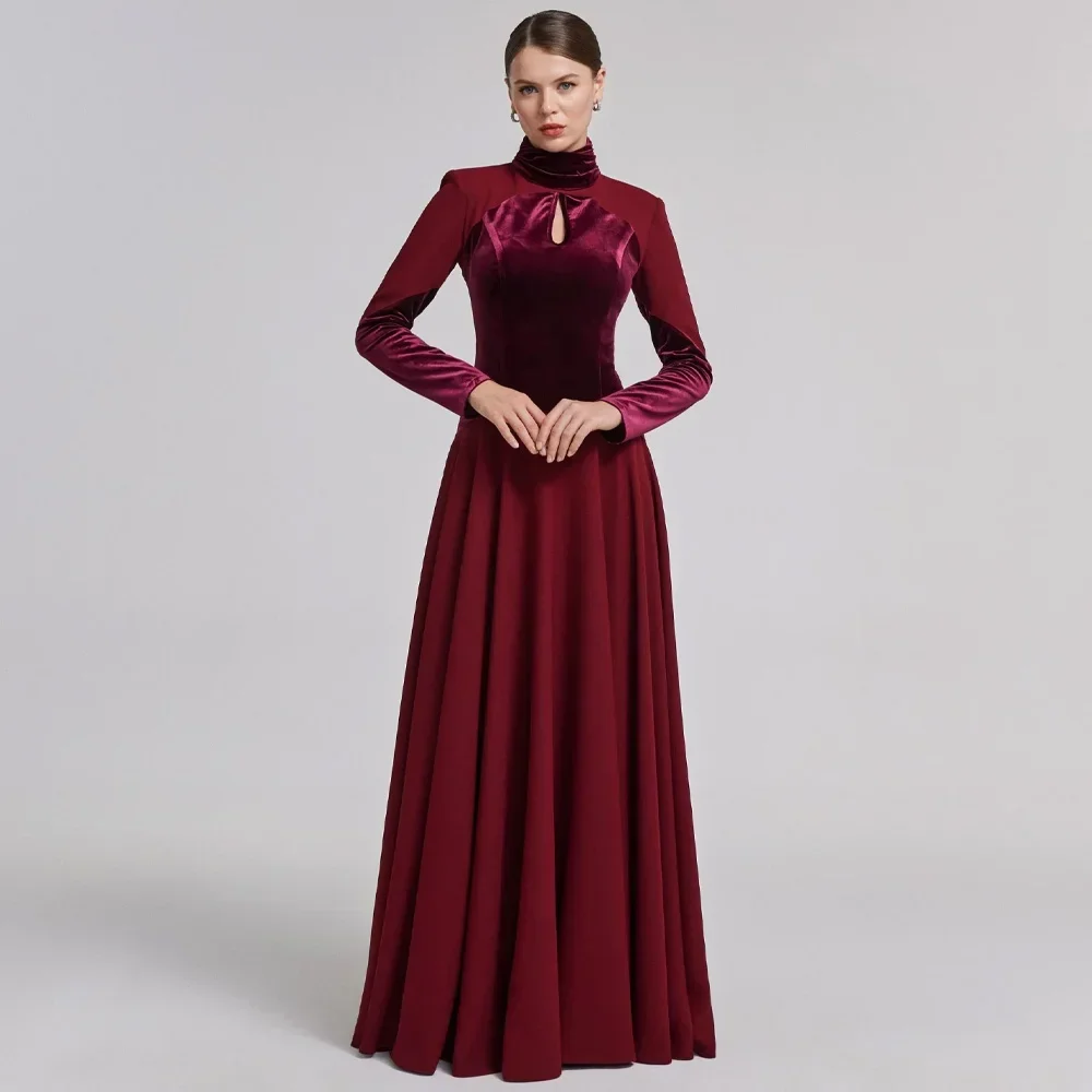 فستان ماكسي مخملي مخصص مع فساتين سهرة مطوي على شكل حرف a فستان حفلات رسمي عالي الجودة للنساء #5