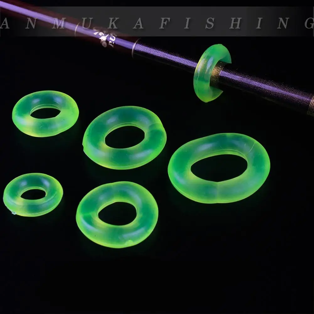 5pcs Fishing Rod Clip Luminous Silicone Rod Stopper O-ring Rubber Stopper Fishing Tools Fishing Accessories Wholesale Price