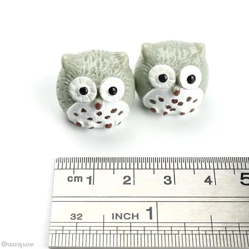 Mini Owl Figurine Crafts Miniatures Resin Owl Ornament Family Micro Landscape Decoration Figurines For Home Decor Owl Accessorie