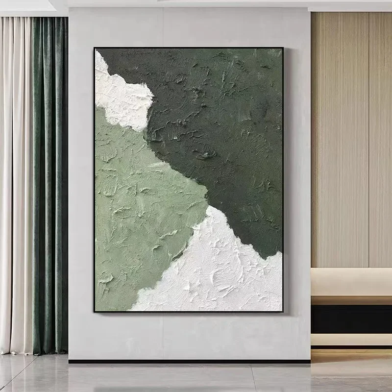 الحديثة بسيطة سميكة الملمس غرفة المعيشة الخضراء الزخرفية ضوء الفاخرة الراقية مدخل الممر شنقا اللوحة ضخمة اليد P #4