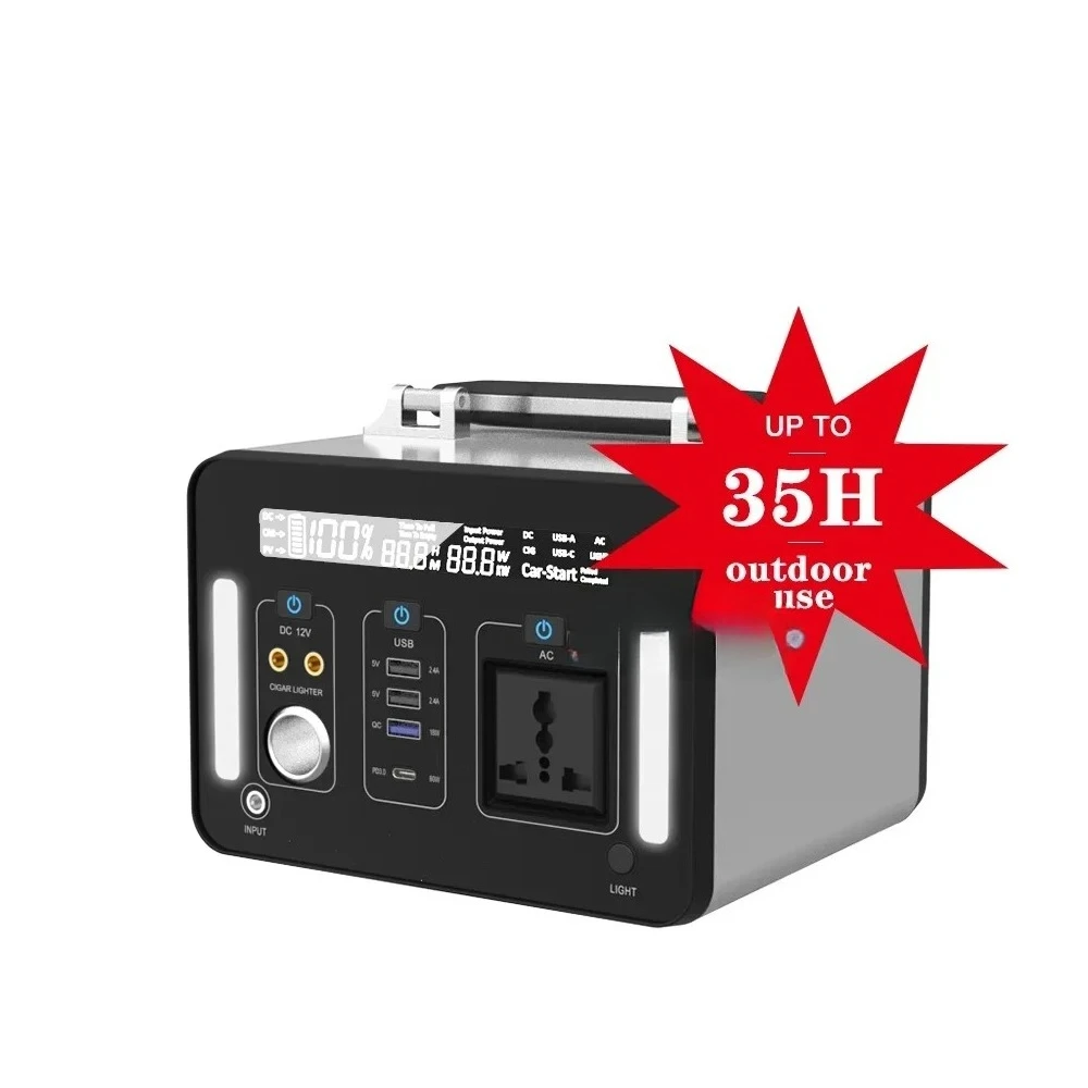 Wild Camping Schnellladung Lithiumbatterie Solar Tragbares Kraftwerk 500 W Ausgangssystem