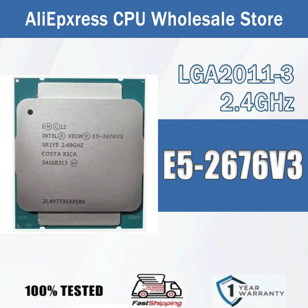 Intel Xeon E5-2676V3 12 Núcleos 24 Subprocesos 2.4GHz 120W 30MB Caché 22nm LGA 2011-v3 SR20X DDR4-2133 Mhz Haswell-EP
