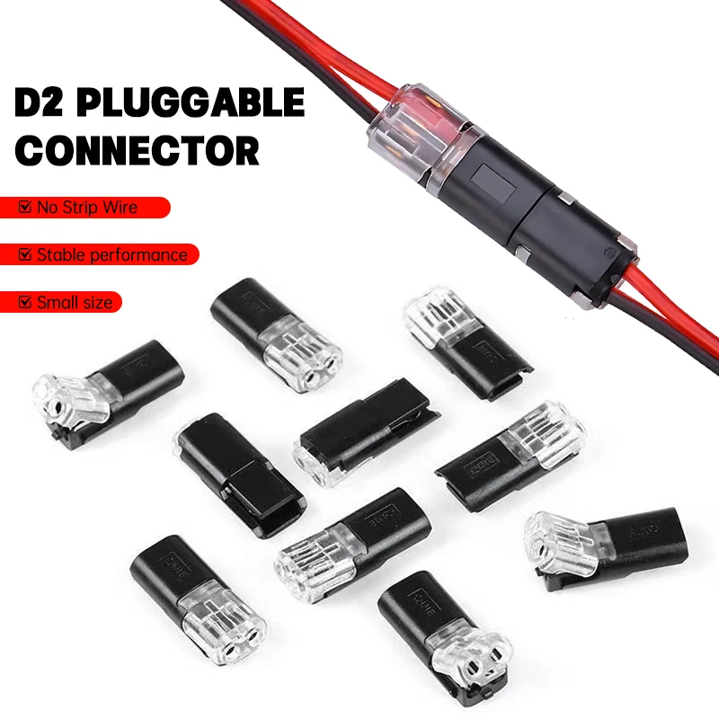 10/20/30pcs Double-Wire Plug-in Connector With Locking Universal 2 Pin Wire Terminals Cable Automotive Electrical Connector