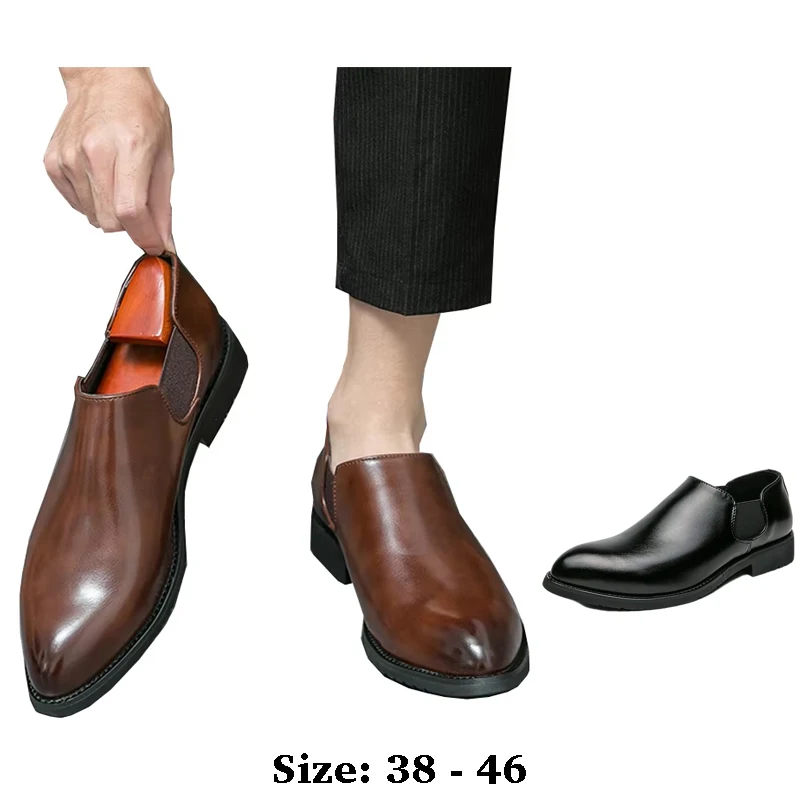 

high quality leather boat shoes for men low cut point toe comfortable 45 46 new 2025 walking formal business shoe black brown